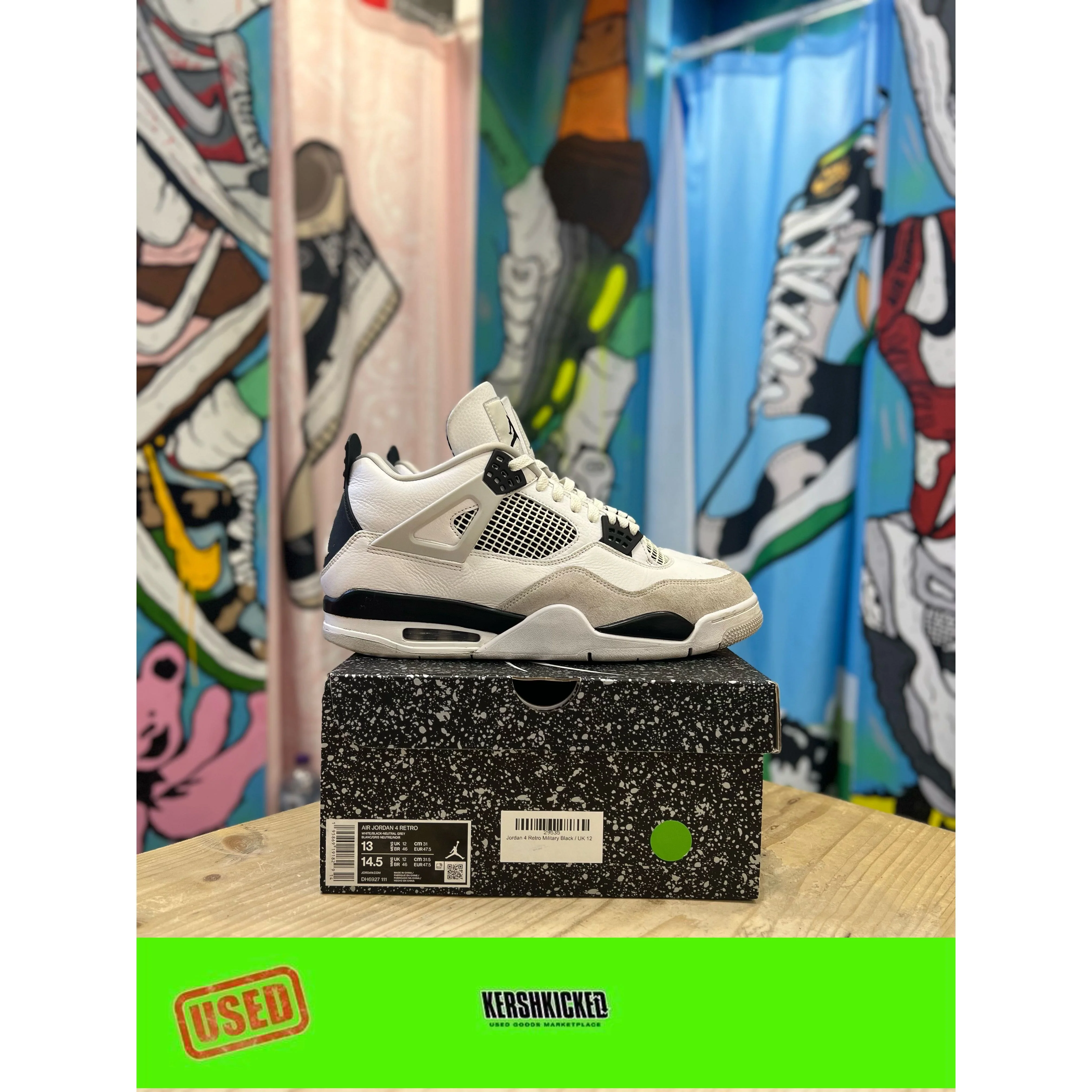 Jordan 4 Military Black UK12